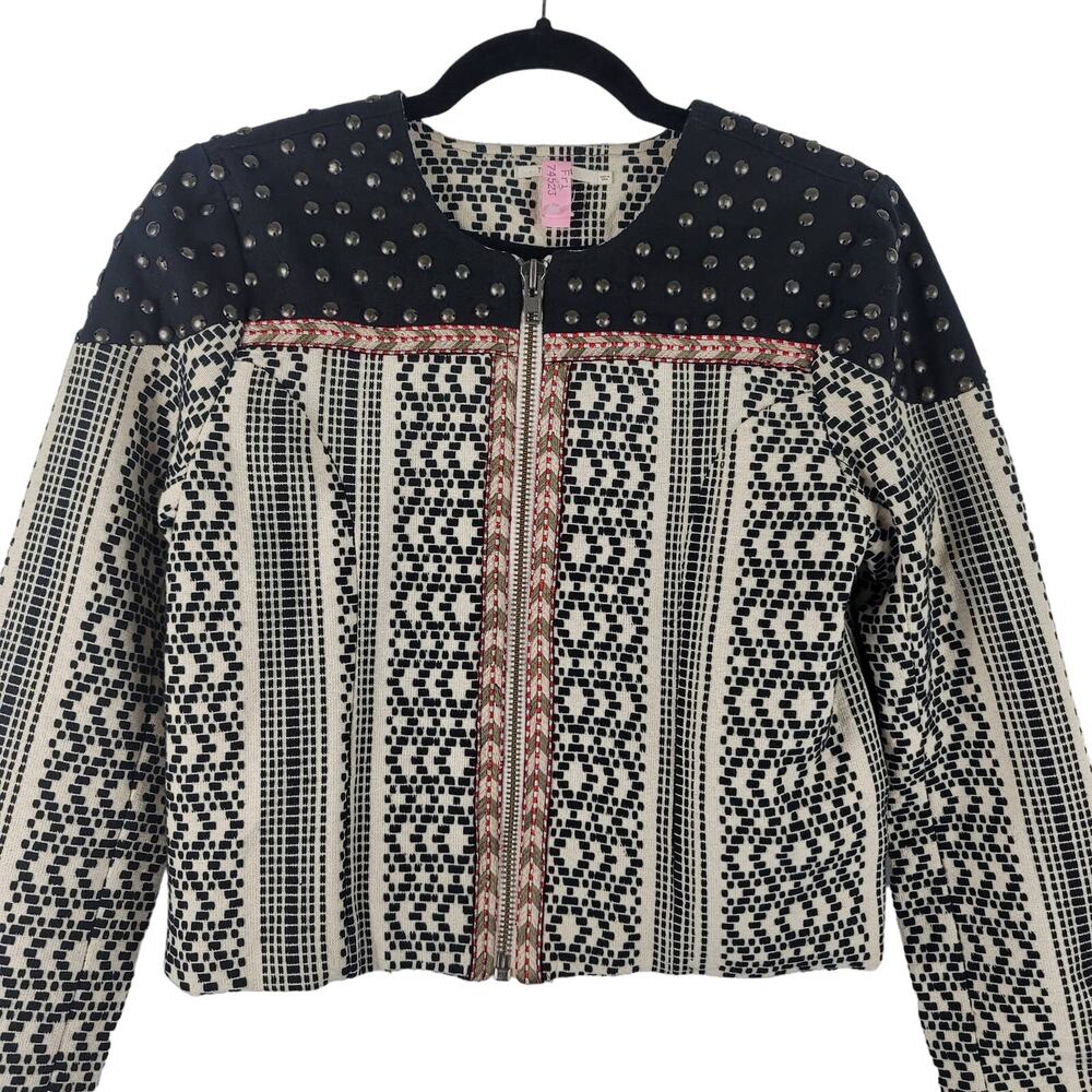 TulaRosa Aztec Studded Embroidered Front Zip Business Women's Jacket M
